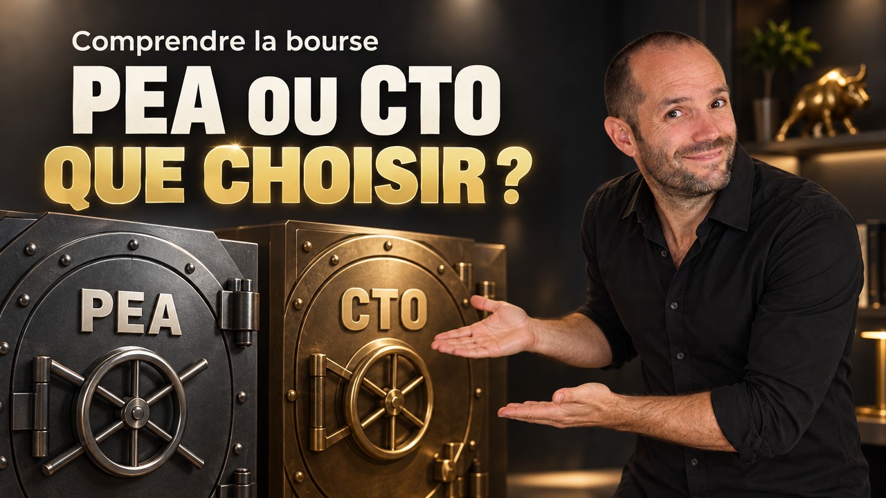 Deux coffres PEA et CTO illustrent le choix de l’enveloppe d’investissement.