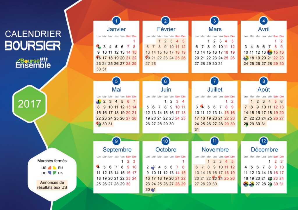 Calendrier boursier 2017 par Bourse Ensemble